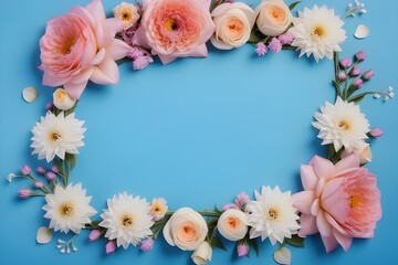 Fototapeta premium a frame made of various flowers