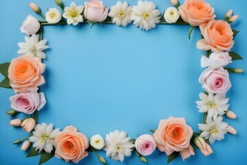 a frame made of various flowers