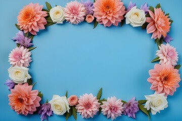a frame made of various flowers