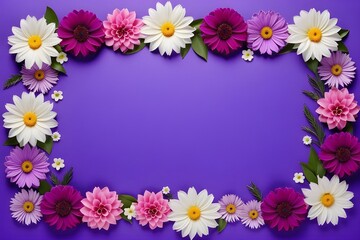 a frame made of various flowers