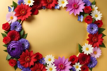 Obraz premium a frame made of various flowers