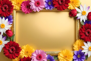a frame made of various flowers