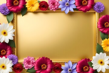 Obraz premium a frame made of various flowers