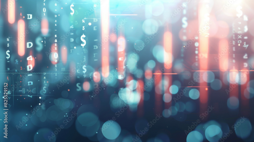 Poster Digital data backdrop with abstract dollar signs hinting at inflation