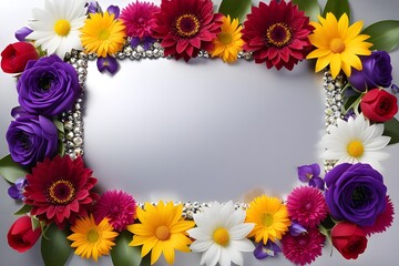 Fototapeta premium a frame made of various flowers