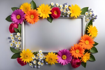 Obraz premium a frame made of various flowers