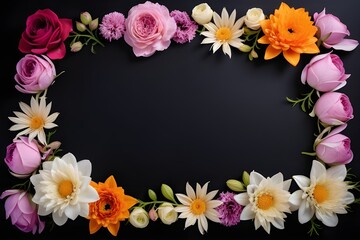 Fototapeta premium a frame made of various flowers