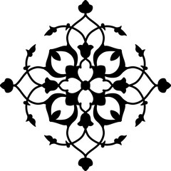 Circular floral mandala transparent background