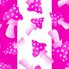 Cartoon autumn seamless mushrooms pattern for wrapping paper and fabrics