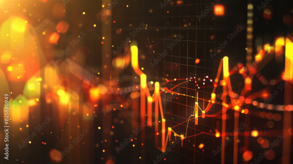 Poster abstract illustration depicting inflation with illuminated charts and rising lines