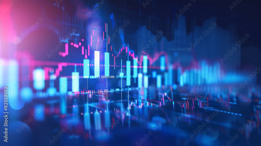 Poster abstract digital representation of inflation with rising financial graphs and stock data