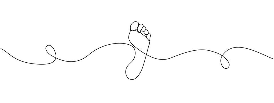 recommend clip art: Barefoot drawn in one continuous line. Female footprint in a simple linear style. Foot massage and cosmetic foot care concept. Vector editable illustration