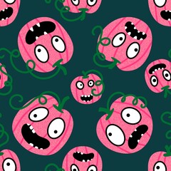 Halloween pumpkins seamless monsters pattern for wrapping paper and fabric