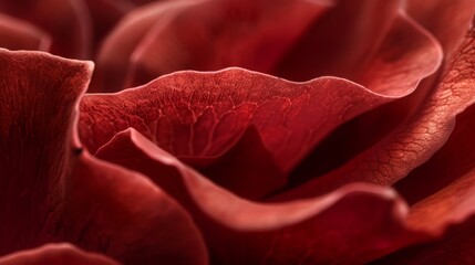 Velvety Red Rose Petals Close-Up Texture for Floral Design and Print Poster