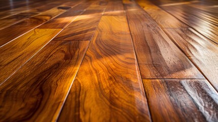 Polished Hardwood Floor Surface with Smooth Waxed Finish and Rich Wooden Texture for Interior Design and Home Decor
