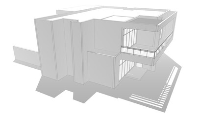 house building sketch architecture 3d illustration