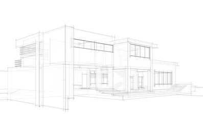 house building sketch architecture 3d illustration