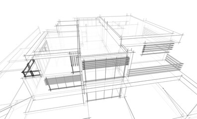 house building sketch architecture 3d illustration