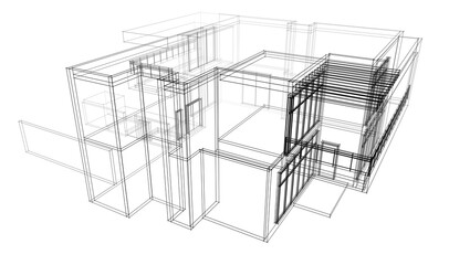 house building sketch architecture 3d illustration