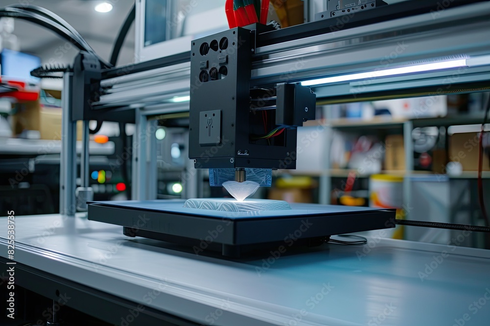 Poster A 3D printer busy making tasks easier for its user