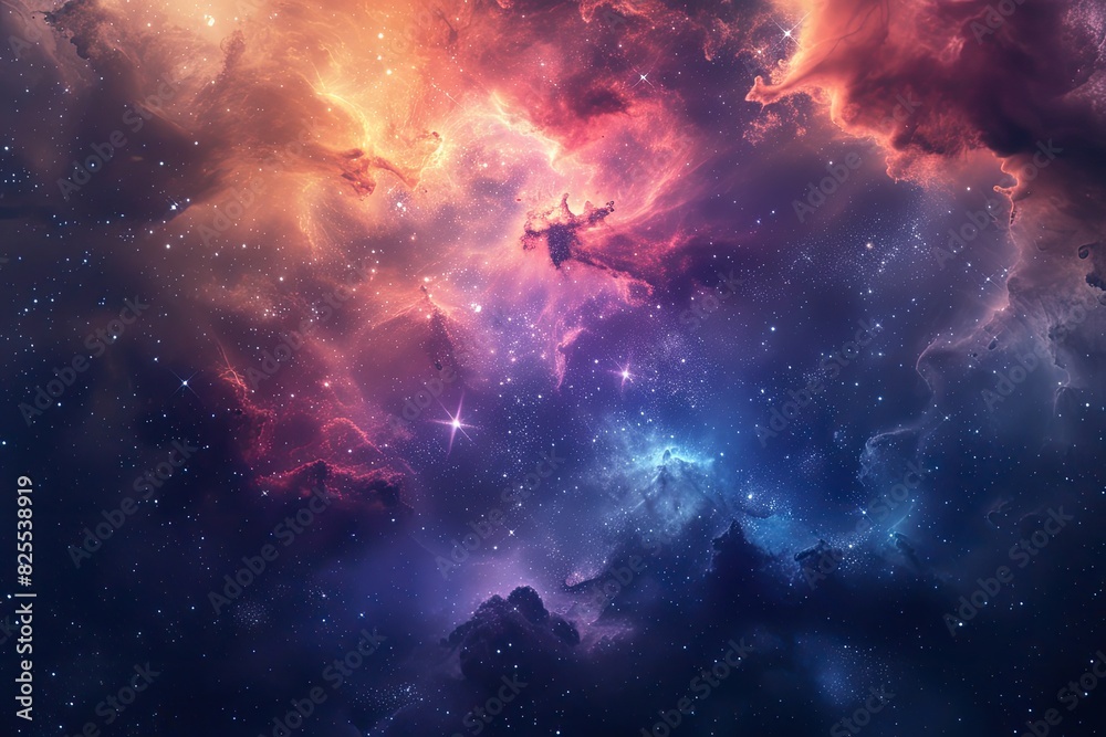 Poster Galaxy and nebula background with a cosmic outer space and starts