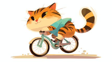 Cute little cat kitten character riding bicycle cyc