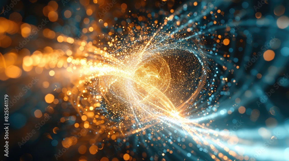 Aufkleber an atom releasing waves particle, beautiful atomic background with electrons