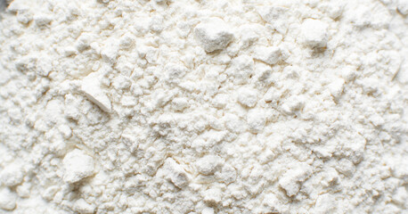 Overhead view of All purpose flour, close up view of baking flour banner