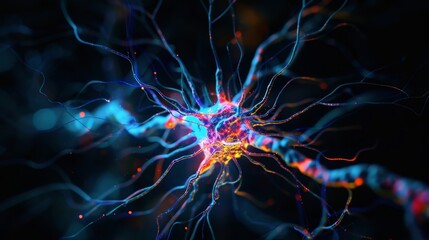 Obraz premium Medically accurate illustration of a nerve cell. Neuron cells system disease.