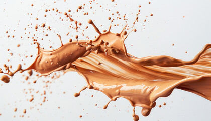 Imagine a clean white surface with a splash of chocolate, creating a striking contrast