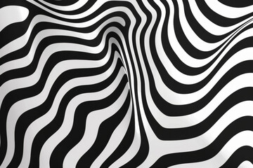 Vector black and white background with optical illusion, vector illustration. Vector design for poster or banner. Flat lay geometric background with lines pattern. Trendy op art background design