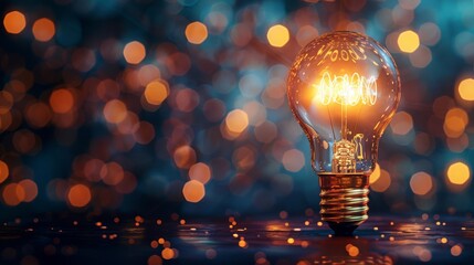 Bright light bulb symbolizing creativity and innovation