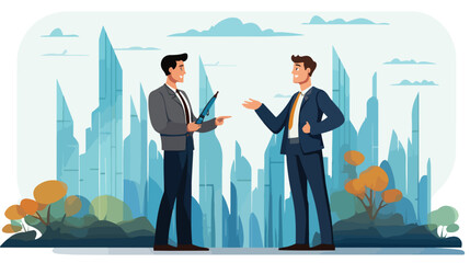 dialogue and business graph vector illustration  ch