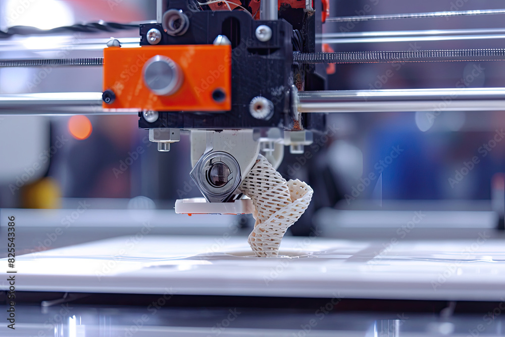Aufkleber Close-up of a 3d printer, a 3d printer with a small piece of paper on it
