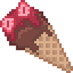 Fototapeta premium Strawberry Chocolate Ice Cream Cone