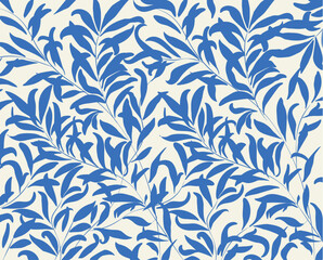 Tropical plants blue leaves on beige background. Growing plants, botanical pattern, papercraft  decoration
