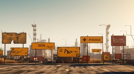 A photo of construction site signages
