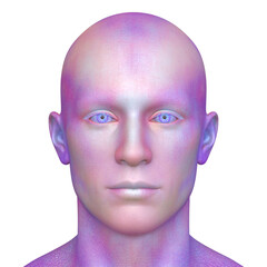 男性の顔アップ　3DCGレンダリング