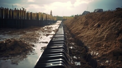 A photo of construction site storm drainage system.