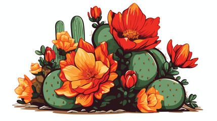 Exotic bloom cactus. Wild or houseplant prickly des