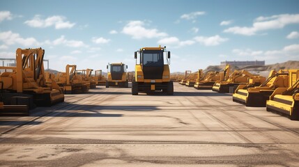 A photo of construction site vehicle parking area.