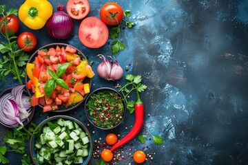 Flatlay food photography showcasing vibrant colors and textures