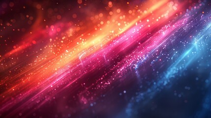 Fototapeta premium Neon light streaks creating a motion blur effect on a dark gradient. Creating a dynamic and vibrant visual effect that conveys energy and motion.