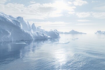 Obraz premium A large iceberg floats in the middle of a cold body of water. Generative AI