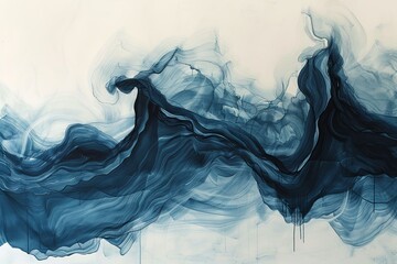 Contemporary Ocean Waves: Fluid Forms in Abstract Ink Art