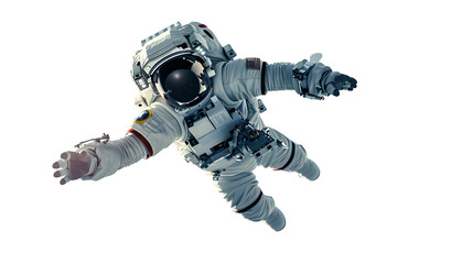 astronaut flies over the white backgrounds.  - Powered by Adobe