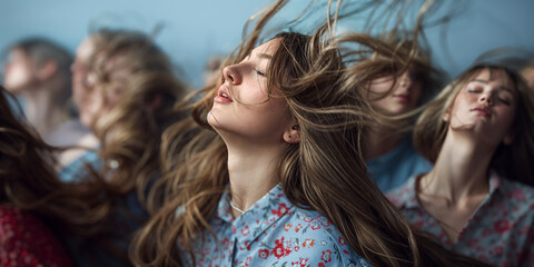 Youthful Beautiful People with Flowing Hair: Magazine Advertisement

