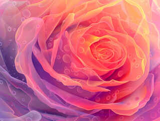 Naklejka premium red and white rose macro close up shot beautiful and mysterious rose, patterns in iridescent colors, vibrant, elegant, mystical background, light mist, detailed