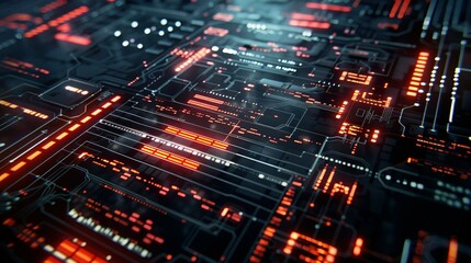 Obraz premium Dynamic High-Tech Interface: Cybersecurity Network Display with Copy Space