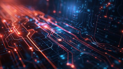 Fototapeta premium High-Tech Interface Displaying Cybersecurity Network: Dynamic and Dramatic Compositions